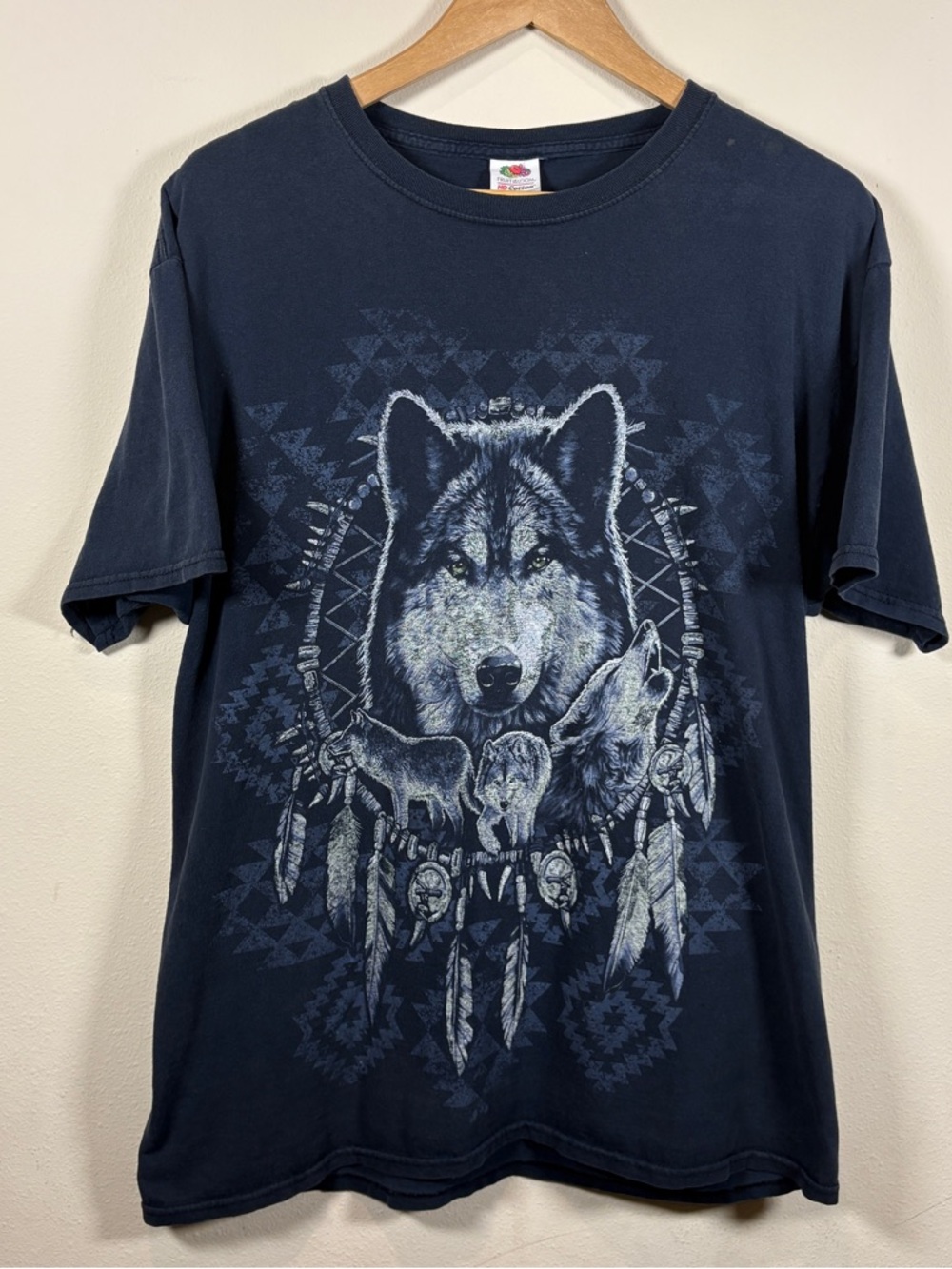 Vintage Fruit Of The Loom HD Wolf Dream Catcher Nature Indie Grunge T-Shirt